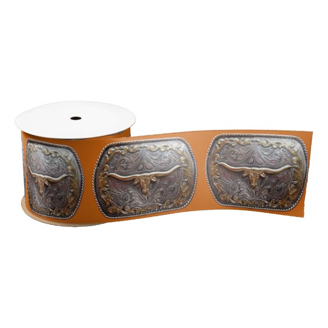 Western Craft Floral Gift Ribbon Longhorn Buckle (Spool)