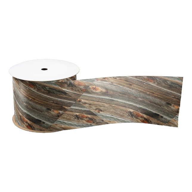 Western Craft Or Gift Wrap Ribbon Barnwood Print (Spool)