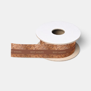 Western Craft Or Gift Wrap Ribbon Leather Print