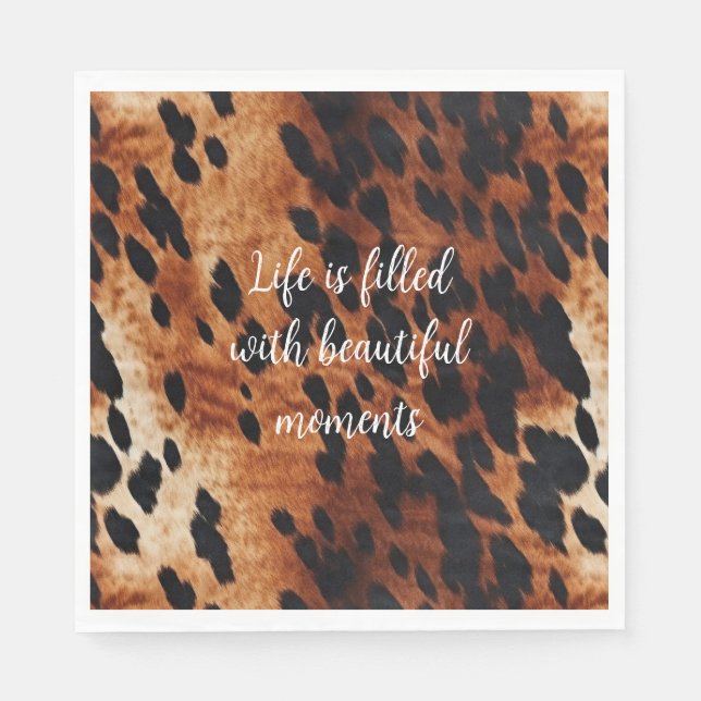 Western Cream Brown Black Cowhide Napkins (Front)