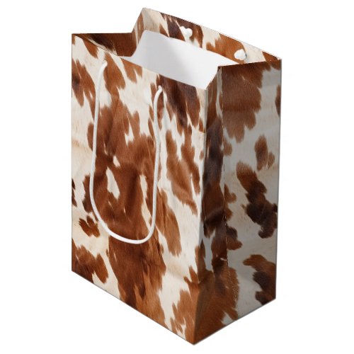 Western Cream Brown Cowhide Medium Gift Bag