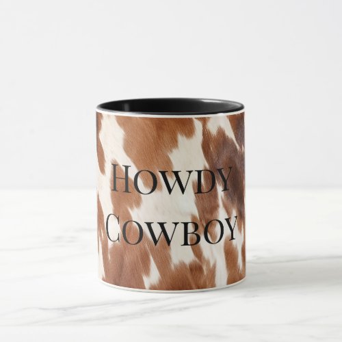 Western Cream Brown Cowhide Mug