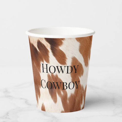 Western Cream Brown Cowhide Paper Cups