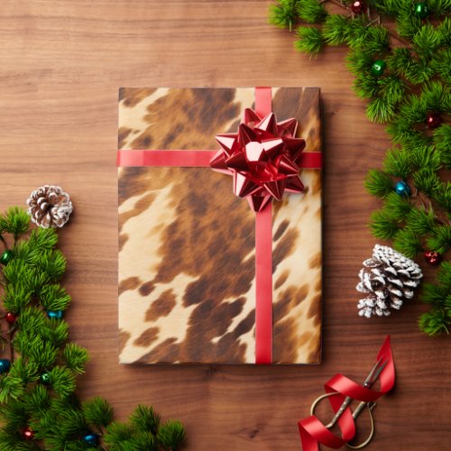 Western Cream Brown Cowhide Wrapping Paper