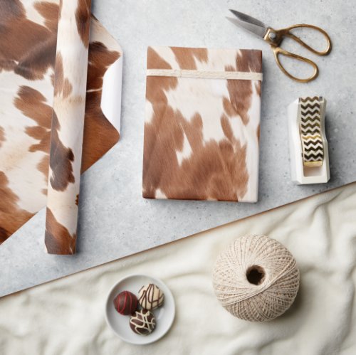 Western Cream Brown Cowhide Wrapping Paper