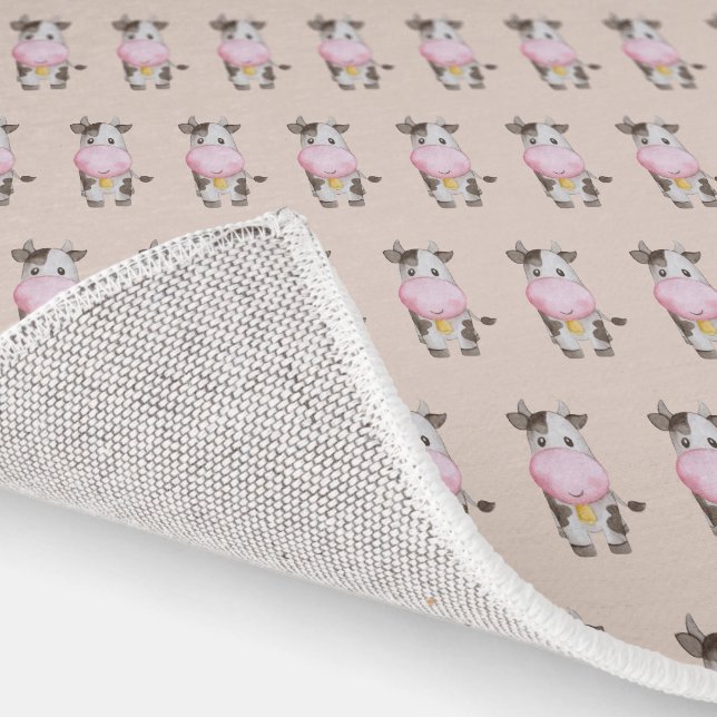 Western Cream Pink Cow Cows baby Rug (Indoor)