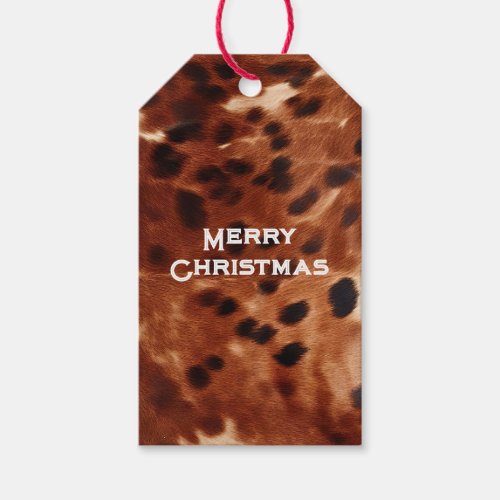 Western Cream Spotted Brown Black Cowhide  Gift Tags