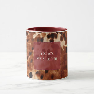 Western Cream Spotted Brown Black Cowhide Mug