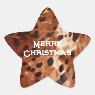 Western Cream Spotted Brown Black Cowhide Star Sticker
