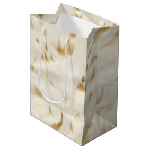 Western Cream White Gold Cowhide Medium Gift Bag