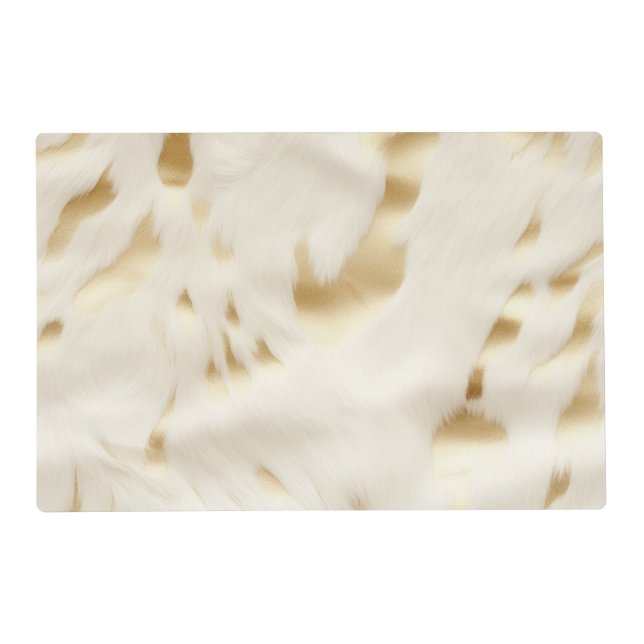 Western Cream White Gold Cowhide Placemat (Front)