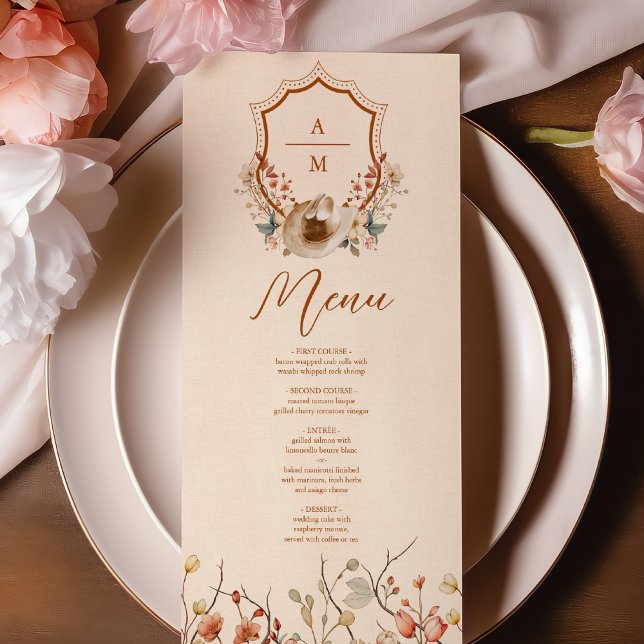 Western Crest Country Bohemian Floral Wedding Menu (Creator Uploaded)