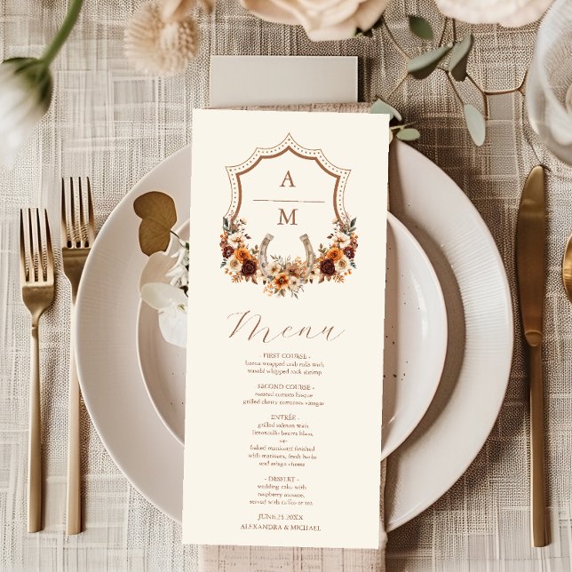 Western Crest Country Bohemian Floral Wedding Menu (Creator Uploaded)