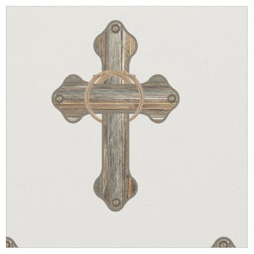 Western Cross Barnwood  Ropes and Conchos Fabric