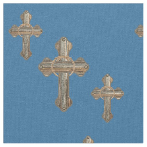 Western Cross Barnwood Ropes and Conchos  Fabric
