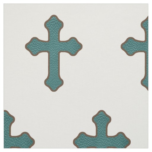 Western Cross Teal  Faux Leather Fabric