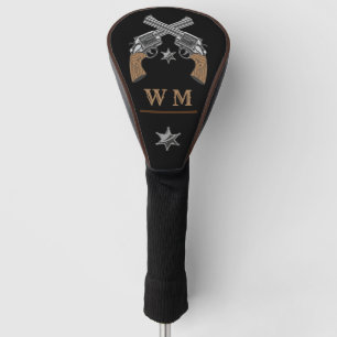 Western Crossed Pistols Sheriff Badge Monogram Golf Head Cover