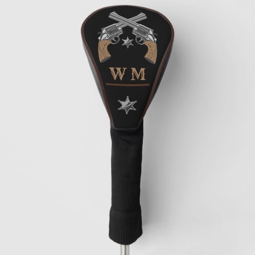 Western Crossed Pistols Sheriff Badge Monogram  Golf Head Cover