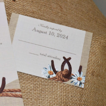 Western Daisies And Horseshoes Reply Rsvp Card by happygotimes at Zazzle