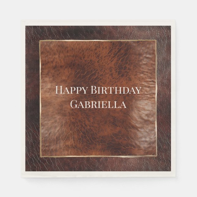 Western Dark & Warm Brown Leather Look Napkins (Front)