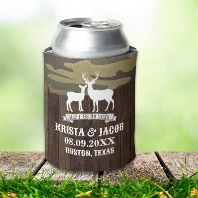 Western Deer The Hunt Is Over Wedding Favor Can Cooler (Western Deer The Hunt Is Over Wedding Favor Can Cooler)