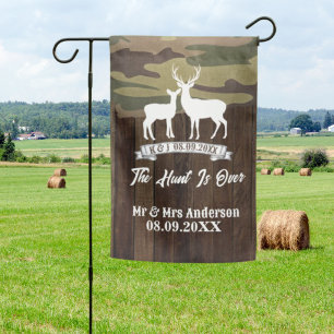 Western Deer The Hunt Is Over Wedding  Garden Flag