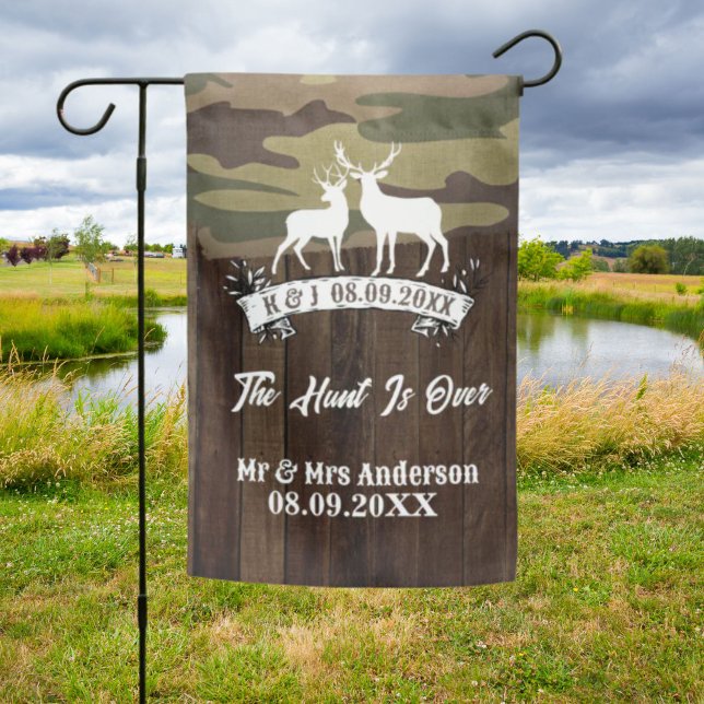 Western Deer The Hunt Is Over Wedding  Garden Flag (Western Deer The Hunt Is Over Wedding Garden Flag)