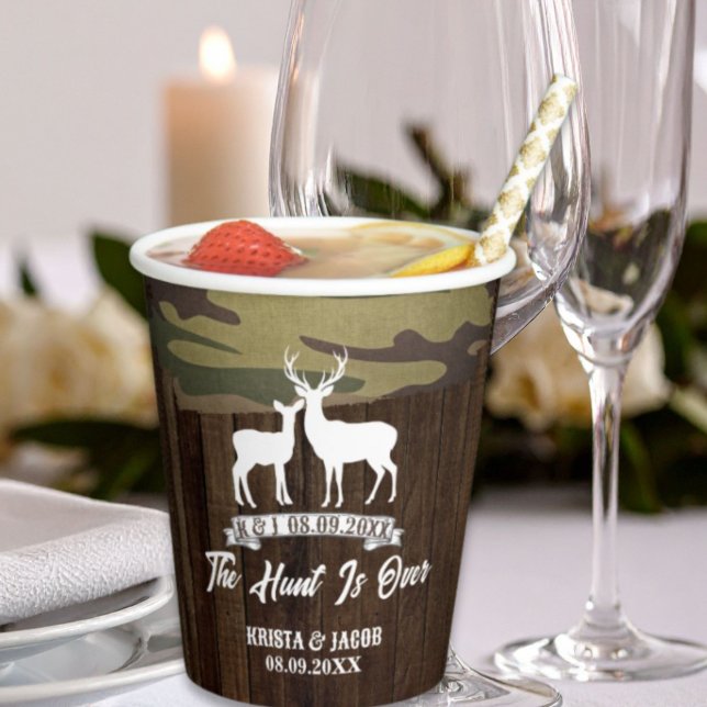 Western Deer The Hunt Is Over Wedding  Paper Cups (Western Deer The Hunt Is Over Wedding Paper Cups)
