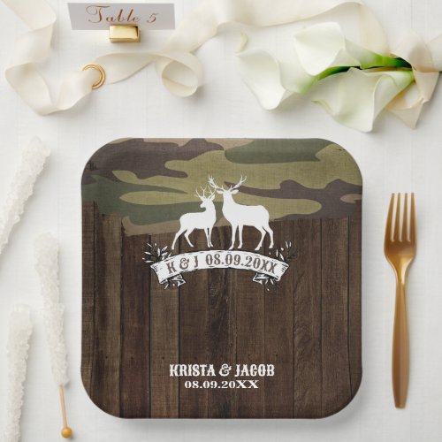 Western Deer The Hunt Is Over Wedding  Paper Plates