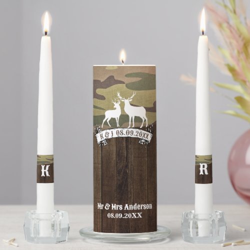 Western Deer The Hunt Is Over Wedding  Unity Candle Set