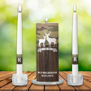 Western Deer The Hunt Is Over Wedding  Unity Candle Set