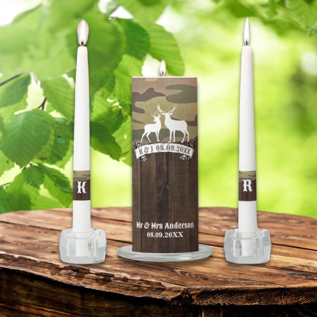 Western Deer The Hunt Is Over Wedding  Unity Candle Set (Western Deer The Hunt Is Over Wedding Unity Candle Set)