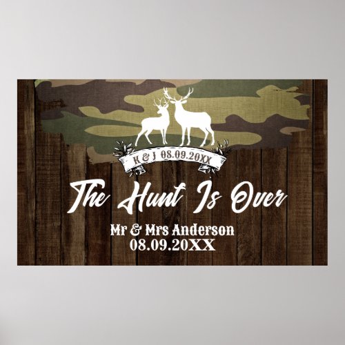 Western Deer The Hunt Is Over Wedding Welcome Poster