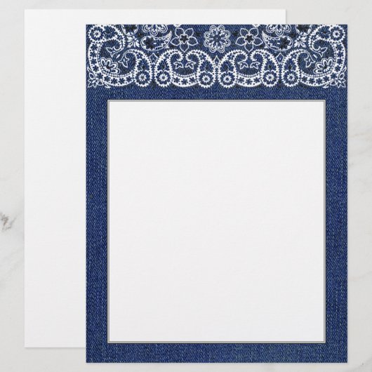 Western Denim and Bandana Letterhead stationary (Front/Back)