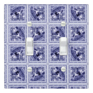 Western Denim Blue Delft Tile  Light Switch Cover