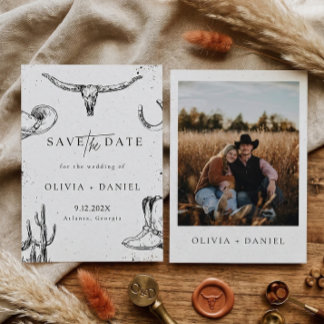 Western Desert Country cowboy Photo Save The Date