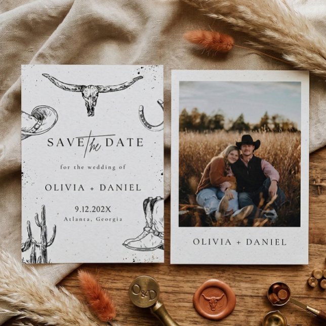 Western Desert Country cowboy Photo Save The Date (Creator Uploaded)