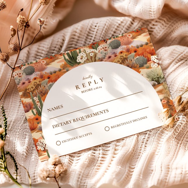 Western Desert Floral Wedding RSVP Card (Creator Uploaded)