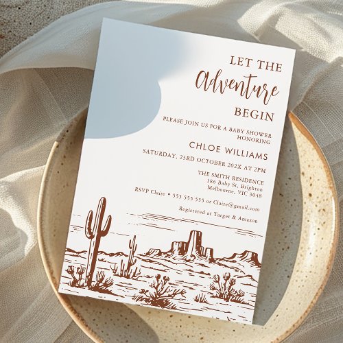 Western Desert Let The Adventure Begin Baby Shower Invitation