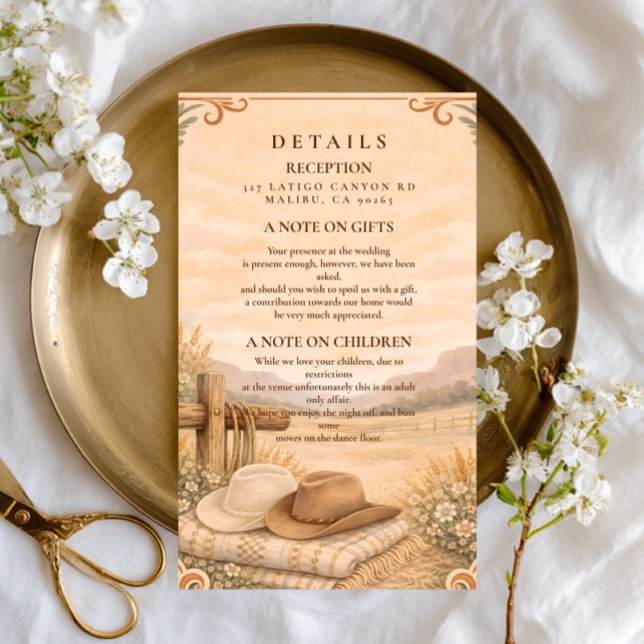 Western Desert Ranch Wedding Enclosure Card (Creator Uploaded)