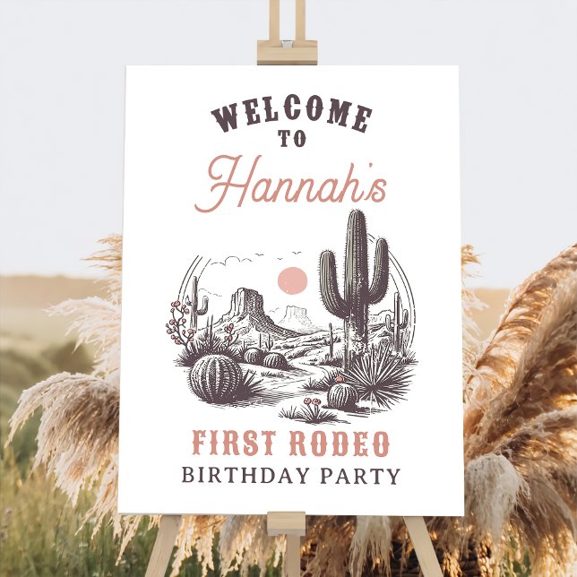 Western Desert Rodeo Cowboy Birthday Welcome Sign (Creator Uploaded)