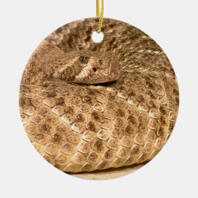 western diamondback rattlesnake ceramic ornament (Front)