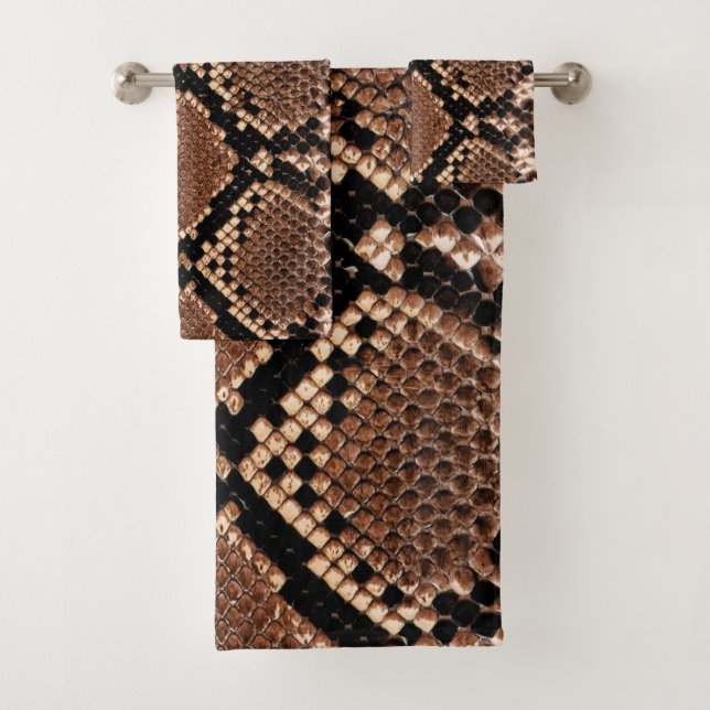 Western Diamondback Rattlesnake Skin Bath Towel Set (Insitu)
