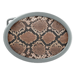 Western Diamondback Rattlesnake Skin Oval Belt Buckle