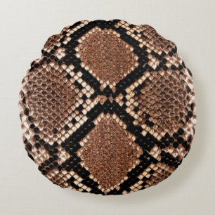 Western Diamondback Rattlesnake Skin Round Pillow
