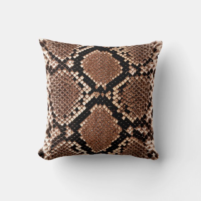 Western Diamondback Rattlesnake Skin Throw Pillow (Front)