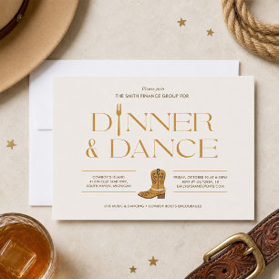 Western Dinner and Dance Invitation Cowboy Boots