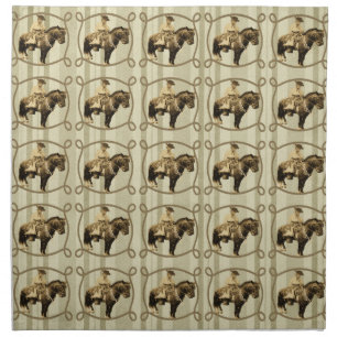 Western Dinner Cloth Napkin Vintage Cowboy