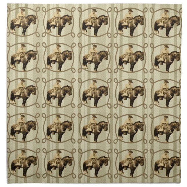Western Dinner Cloth Napkin Vintage Cowboy (Front)