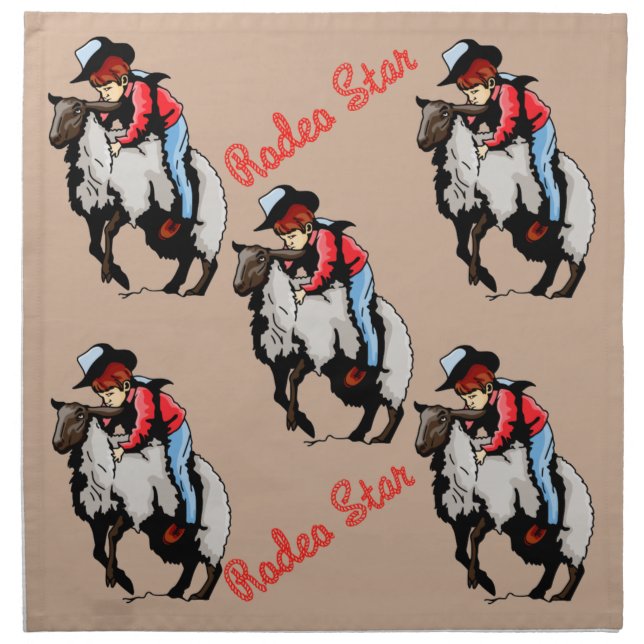 Western Dinner Napkins Cloth Rodeo Design (Front)